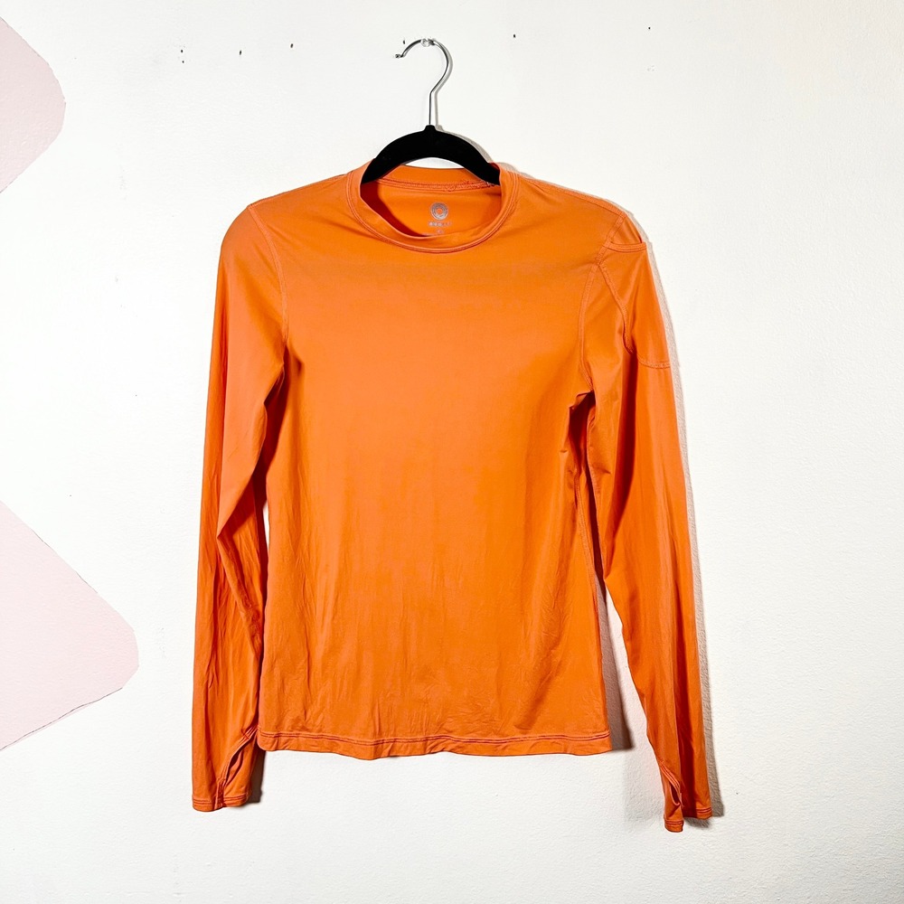 BloqUV Women's UPF 50+ Long Sleeve Top Womens Small‎ Orange Thumbholes